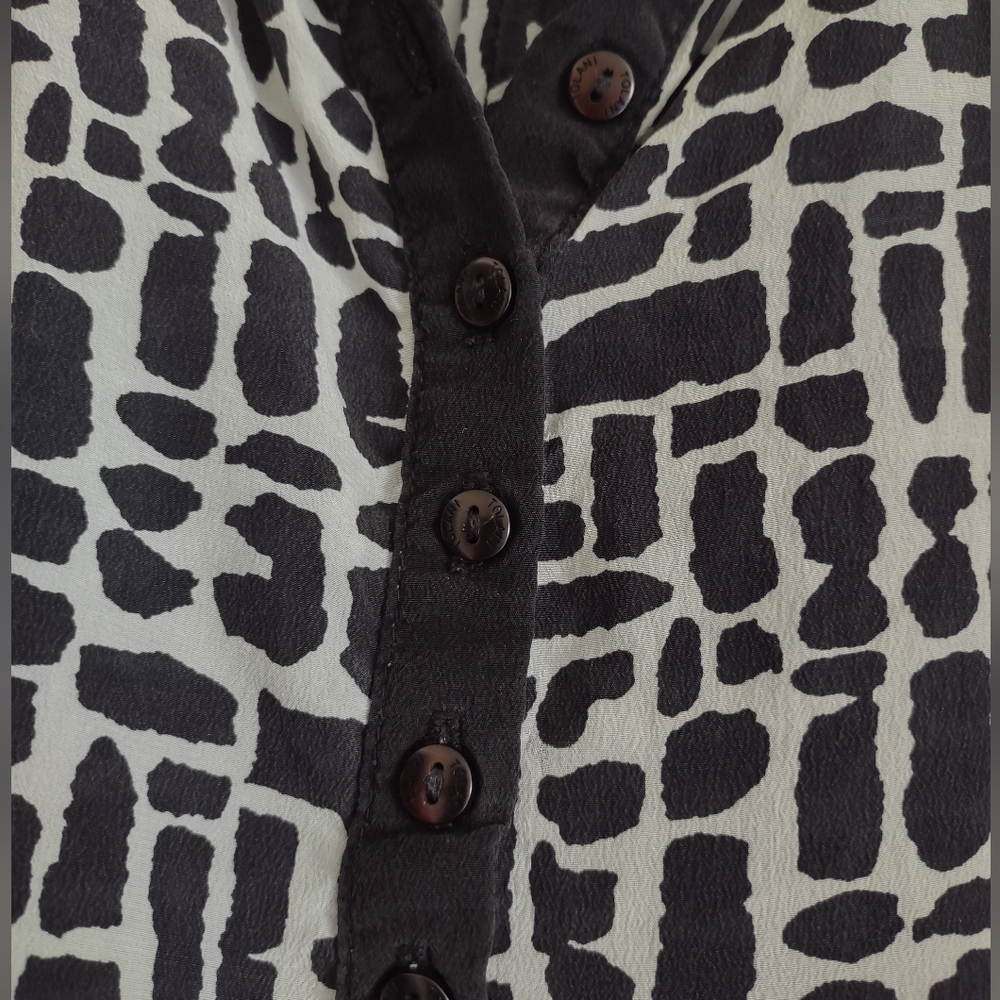 TOLANI Silk Women's Oversized‎ Animal Print Tank Top Tunic XS Black Light Green - Picture 2 of 9